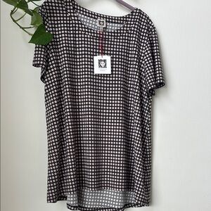 *NWT* Anne Klein Oyster Polka Dot Women's Scoop-neck Short-Sleeve Top Sz 1X